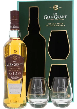 Kit Original Whisky Glengrant 12 Anos 700ml + 2 Copos