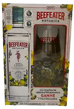 Kit Gin Beefeater Botanics Limão & Gengibre 750ml + Taça