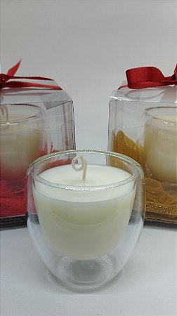 Vela em Copo de Vidro Duplo