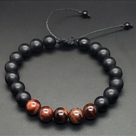 PULSEIRA ONIX OLHO DE TIGRE VERMELHA