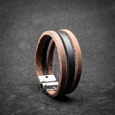 PULSEIRA 3 TIRAS MARRON E PRETA