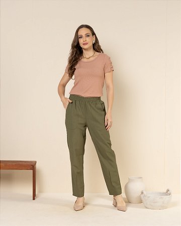 BLUSA MALHA CANELADA COM DETALHE NA MANGA