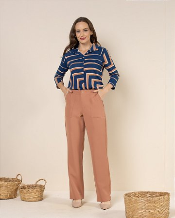 CAMISA VISCOLYCRA ESTAMPADA Mg 3/4 E PREGA COSTAS