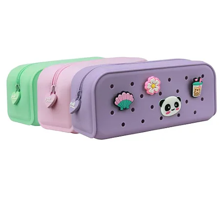 ESTOJO ESCOLAR SILICONE CHARM C/ 4 PINGENTES