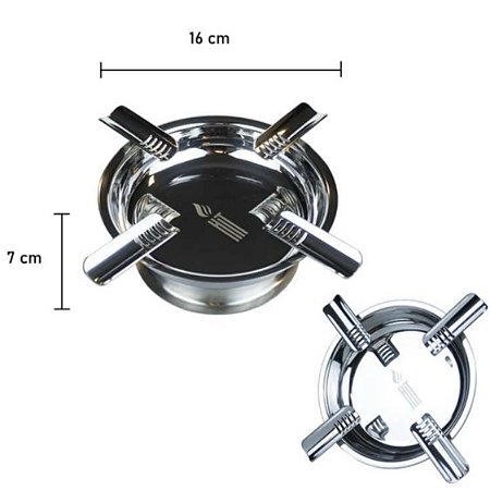 Cinzeiro Hit 4 Partes Oval Prata - Design Elegante e Funcional