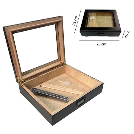 Caixa Umidora Hit Preta para 50 Charutos