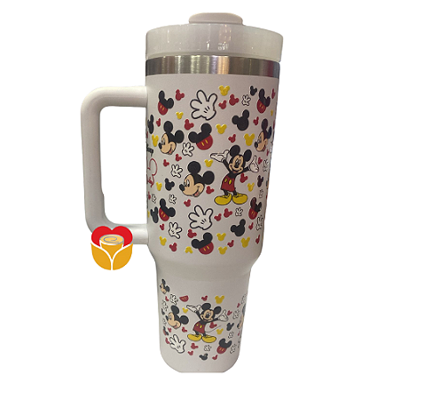 COPO TÉRMICO COM CANUDO  MICKEY (BRANCO) 1,2L