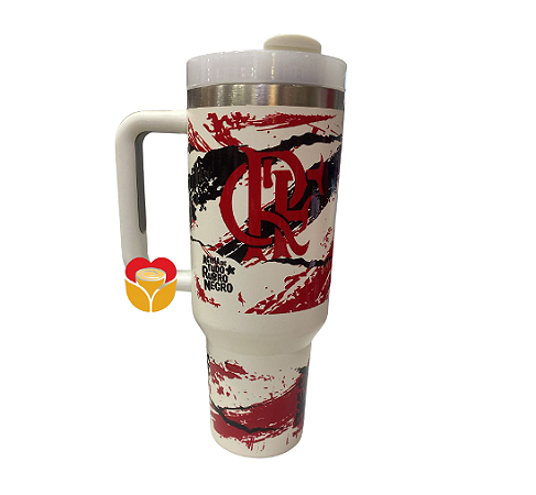 COPO TÉRMICO COM CANUDO FLAMENGO (BRANCO) 1,2L