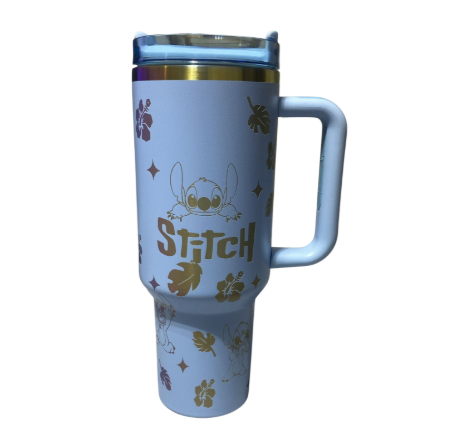 COPO TÉRMICO COM CANUDO STITCH AZUL (LASER) 1,2L