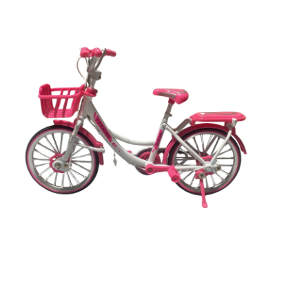 CARRINHO DE FERRO PEQUENO - BICICLETA BRANCA COM DETALHES ROSA