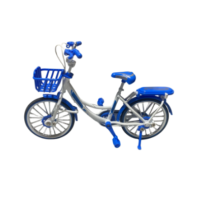 CARRINHO DE FERRO PEQUENO - BICICLETA BRANCA COM DETALHES AZUL