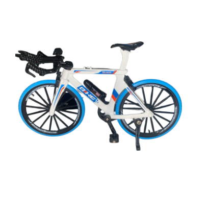CARRINHO DE FERRO PEQUENO - BICICLETA BRANCA COM DETALHES AZUL BEBE