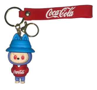CHAVEIRO 3D - PERSONAGENS - LABUBU CAMISETA COCA-COLA E CHAPEU AZUL