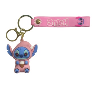 CHAVEIRO 3D - PERSONAGENS - CHAVEIRO STITCH GORRO ROSA