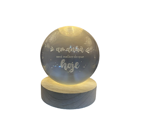 LUMINÁRIA PEQUENA BOLA LED 8CM - AMANHÃ VAI SER MELHOR DO QUE HOJE