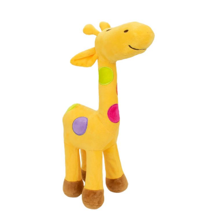 PELÚCIA GIRAFA AMARELA COM PINTAS COLORIDAS 34CM