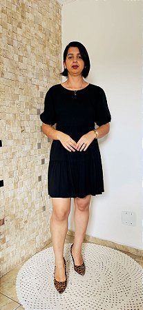 Vestido Curto Preto em Viscose