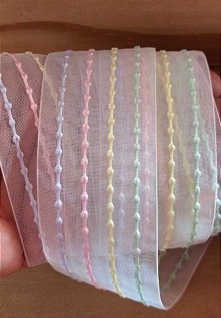 Fita organza pompom (2m)