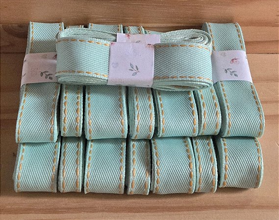 Fita pespontada Sinimbu verde bebê (4m)