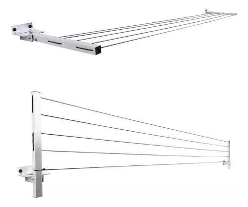 Varal De Roupa Alumínio Parede Articulado Retratil 60 Kg