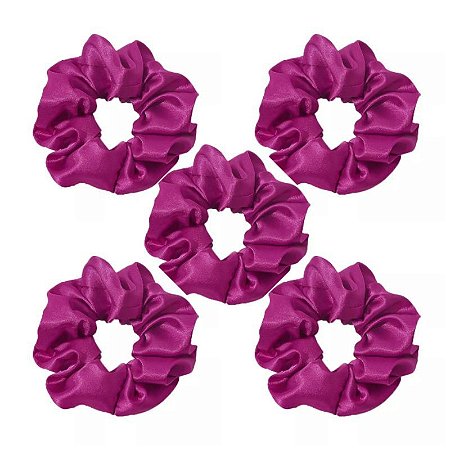 Kit 5 Xuxinhas de Cetim | Cor Rosa Pink