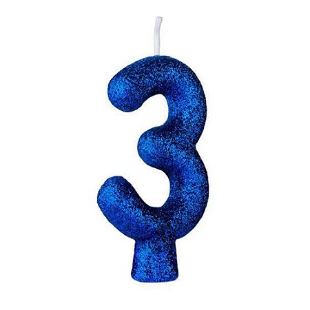 VELA CINTILANTE GLITER AZUL N° 3 (1X10)
