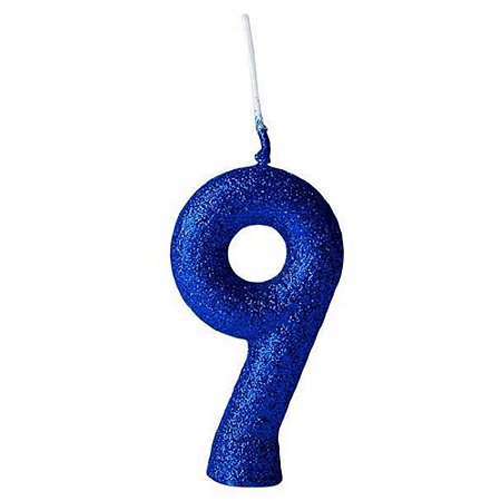 VELA CINTILANTE GLITER AZUL N° 9 (1X10)