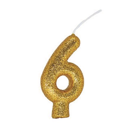 VELA CINTILANTE GLITER DOURADA N° 6 (1X10)