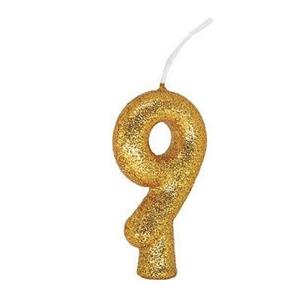 VELA CINTILANTE GLITER DOURADA N° 9 (1X10)