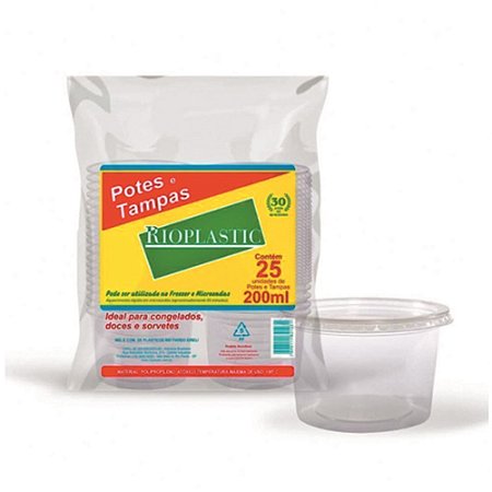 POTE RIOPLASTIC REDONDO 200ML PCT C/ 24 UNI (20X24)