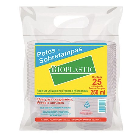 POTE RIOPLASTIC REDONDO 250ML PCT C/ 24 UNI (20X24)
