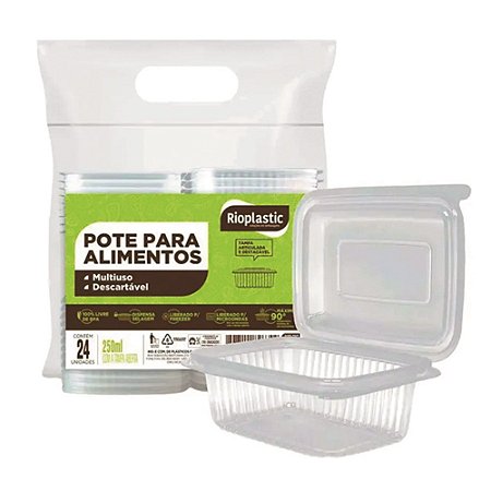 POTE RETANGULAR ARTIC. RIOPLASTIC 250ML C/24 UNI (12X24)