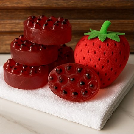 Sabonete Massageador Esfoliante Morango - 125g