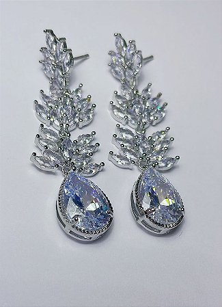 Brinco Luxo Gotas de Zircônia