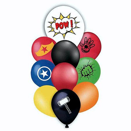 Kit 10 Balões Bexigas Sortidas Super Heróis