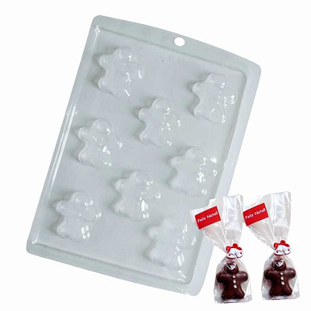 Forma Chocolate Simples Bonequinho de Natal 610 - Pct 5 unid