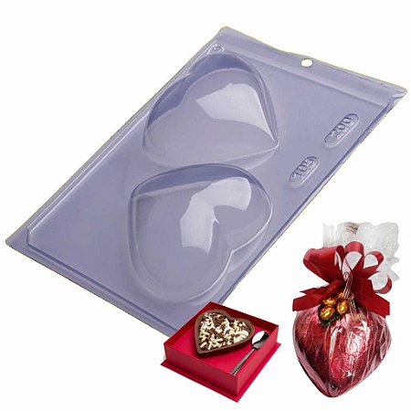 Forma Chocolate Simples Coração 200g Ref. 105 - Pct 5 formas