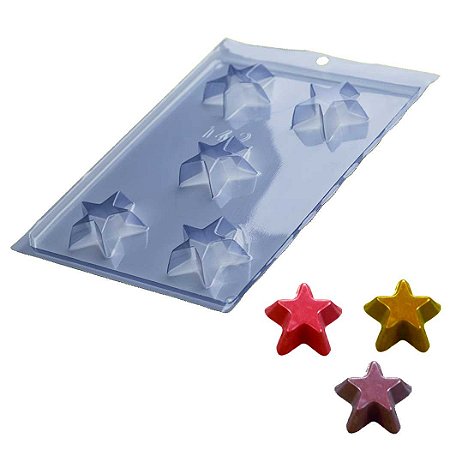 Forma Chocolate Simples Estrelas Ref. 142 - Pct 5 formas