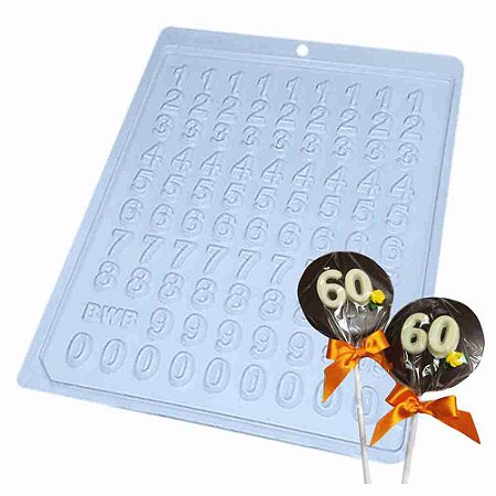 Forma Chocolate Simples Mini Números Ref 9705 - Pct 5 formas