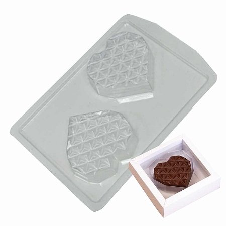 Forma Coração de Chocolate Diamantado 200g Silicone - 2 unid