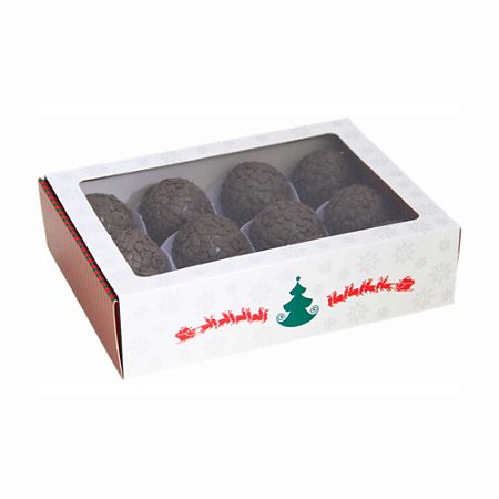 Caixa p/ 12 Doces Gaveta com Visor Floco de Neve - 10 cxs