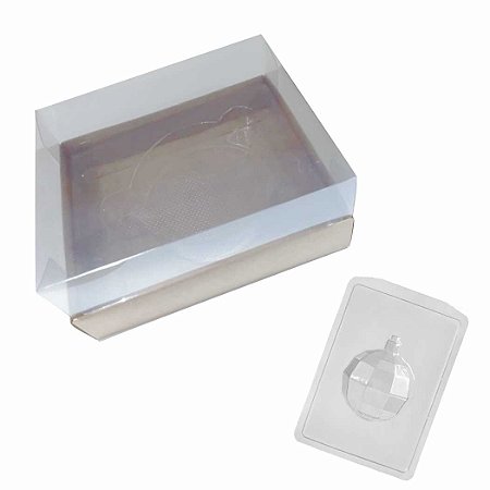Caixa p/ Chocolate Bola Natal Diamantada 150g Kraft - 5 cxs