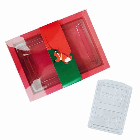 Caixa p/ Chocolate Tablete Noel Vermelha - Pacote 5 caixas