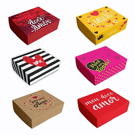 Caixa p/ 6 Doces e Brigadeiros Amor Sortido - Pct 6 cxs