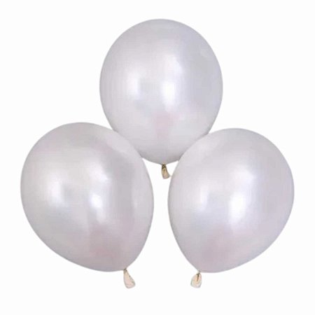Balão Perolizado 9" Candy Branco Happy Day - Pct 25 unid
