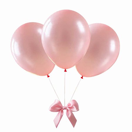 Balão Perolizado 9" Candy Rosa Bebê Happy Day - Pct 25 unid