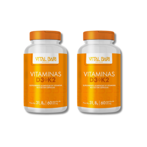 Vital Bari Vitamina D3 + K2 - Suplemento Alimentar de Vitaminas e Minerais em Cápsulas (120 cápsulas)