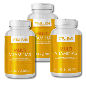 Kit Triplo Vital Bari Multivitaminas - Suplemento Alimentar de Vitaminas e Minerais em Cápsulas (180 cápsulas)