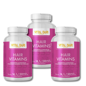 Kit Triplo Vital Bari Hair - Suplemento Alimentar para Cabelos (90 cápsulas)