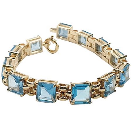Pulseira em Ouro 18k 750 Riviera Topázio Azul Sintético